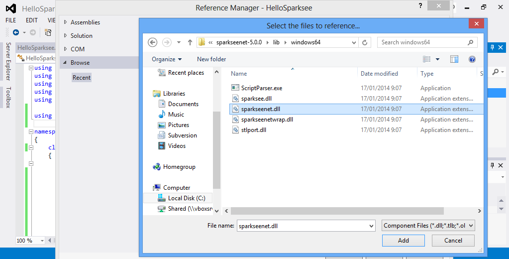 Figure 13: .Net compilation - adding reference