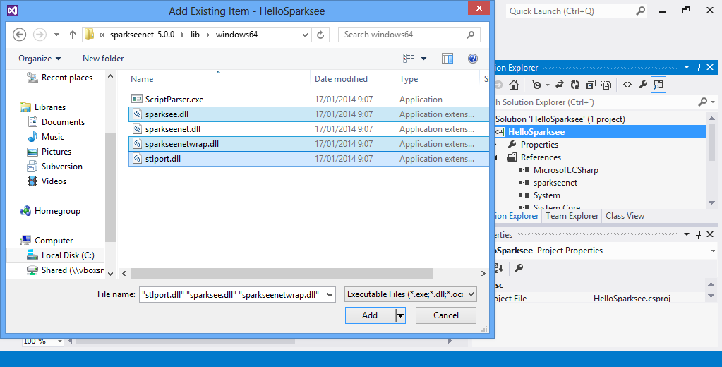 Figure 14: .Net compilation - adding existing item