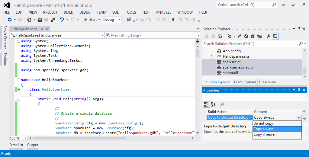 Figure 15: .Net compilation - copy to output