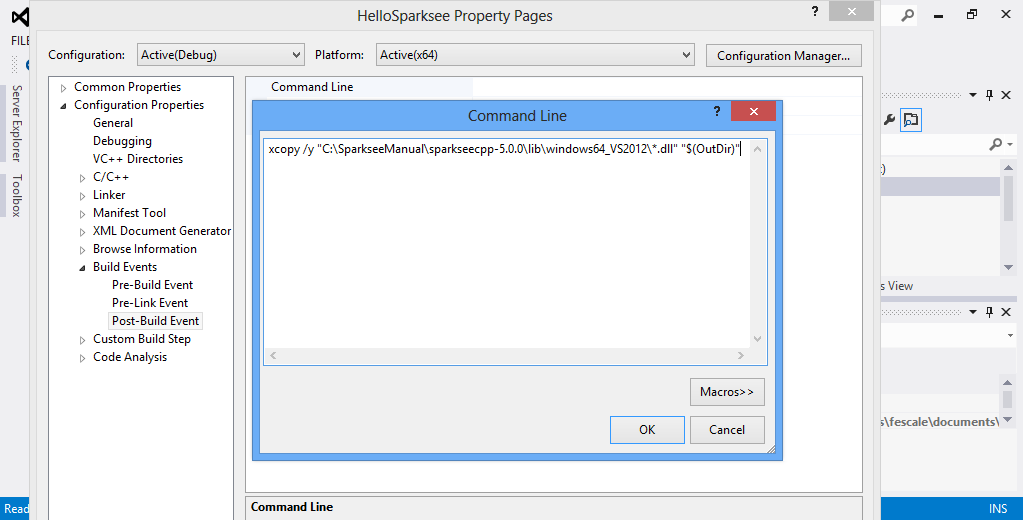 Figure 19: C++ compilation - post build event